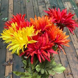 Fall Red, yellow and orange Faux Silk Flowers